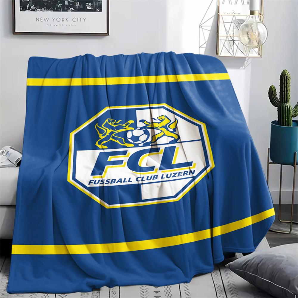 1Pc FC Luzern Print Flannel Blanket High Quality Warm Comfortable Cover for All Seasons Perfect for Gifts Home Decor