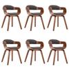 Dining Chairs Set of 6 Dark Grey Fabric and Bentwood Frame