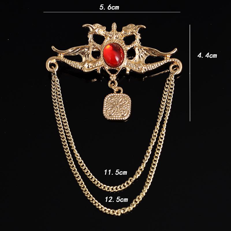 Men's Vintage Wings Brooch: Korean Chain Lapel Pin & Flower Corsage Badge.