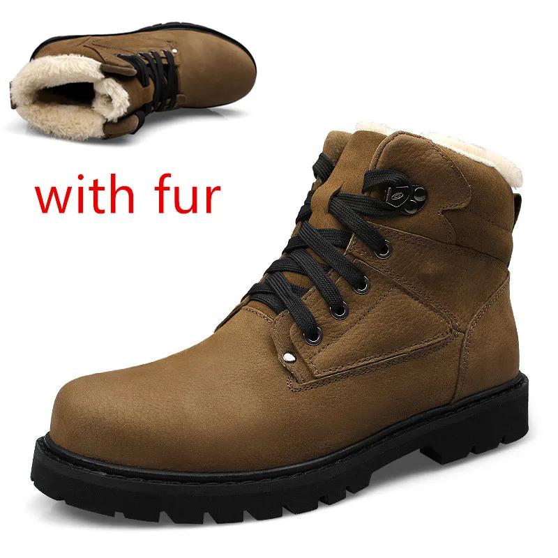 Winter Men Boots Anti-Skidding genuine Leather Shoes Men Popular Comfy Men Shoes Short Plush Snow Boots men Outsole Winter Boots