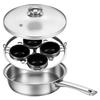 1 Pc Stainless Steel Egg Poacher Pan Uniform Heating Poached Egg Cooker Thermal Insulation Poached Maker Pan with 4/6 Small Cups