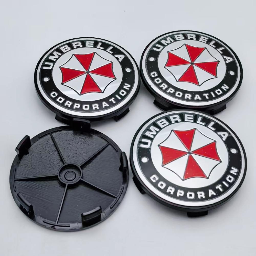 AAXI1 4pcs Umbrella Logo Emblem Car Wheel Center Caps OD 68MM Clips 63MM Wheels Hub Cap Rim Hubcaps Dust Cover Relpace Car Accessories