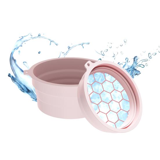 Collapsible Face Bowl with Built-in Ice Tray Eco-friendly Reusable Portable Silicone Ice Facial Folding Washbasin