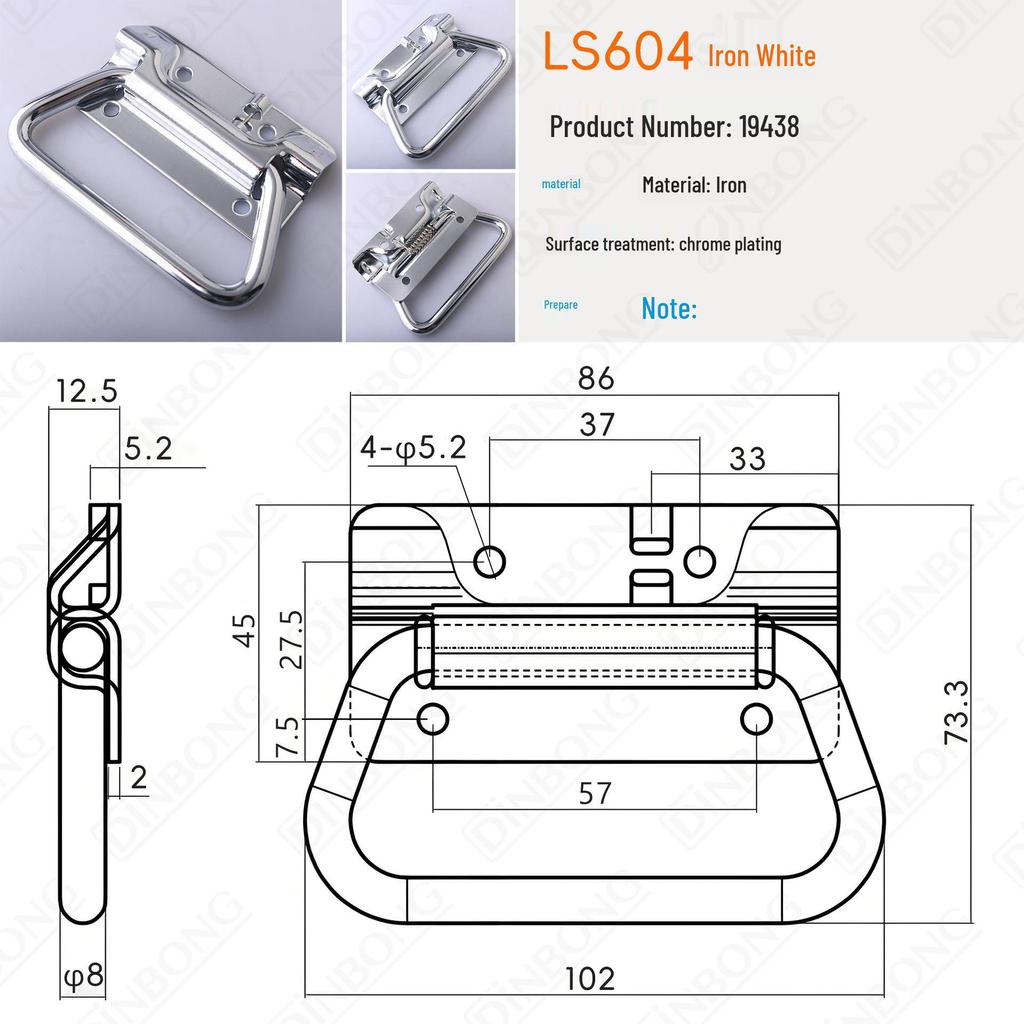 LS604 Stainless Steel Spring-Folding Movable Handle for Toolbox and High Voltage Cabinet