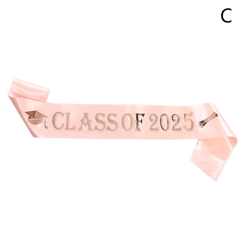 Graduation Decoration Class Of 2025 Satin Sash Glitter Black Blue Congratulation Graduation Party Decoration Supplies