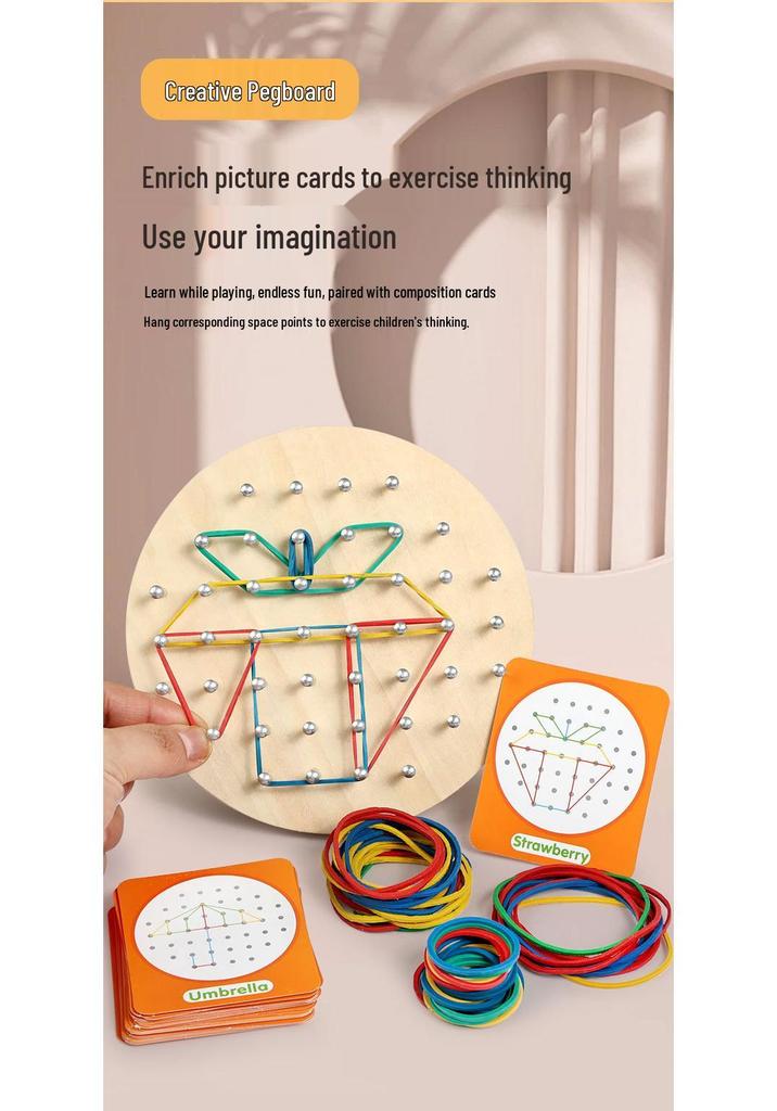Montessori Geometric Shapes Pegboard Toy for Early Learning and Shape Recognition