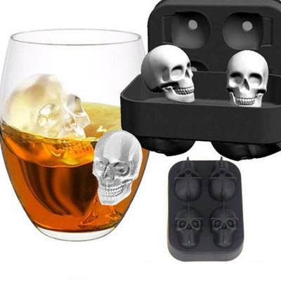 Halloween Party Silicone 3D Ice Ball Cube Tray Skull Shape Mold Chocolate Cake Baking Tools Black