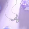 S925 Sterling Silver Moonlight Butterfly Chalcedony Necklace - Elegant Chinese Style Clavicle Chain