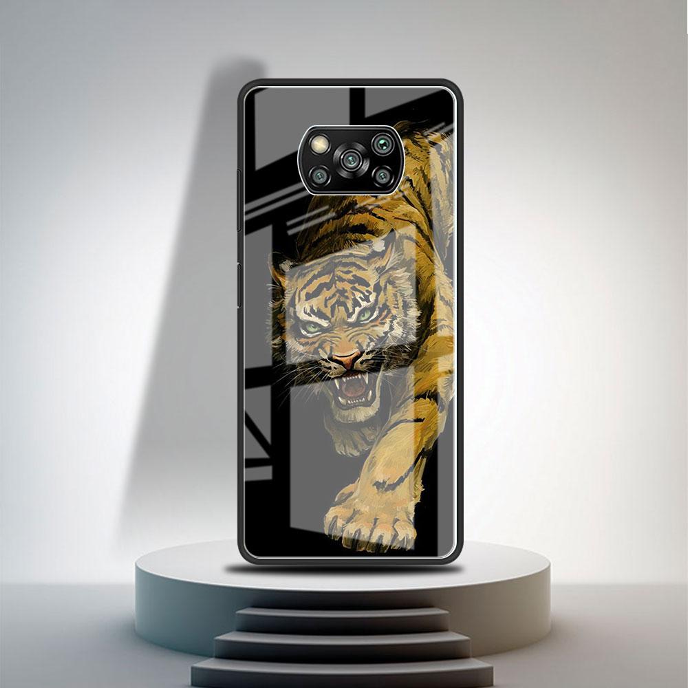 Glass Case For Xiaomi Poco X3 NFC 11 Lite 11T F3 M3 For Redmi Note 11 10 9 8 Pro 10S 9S 9A 9C Phone Cover Lion Wolf