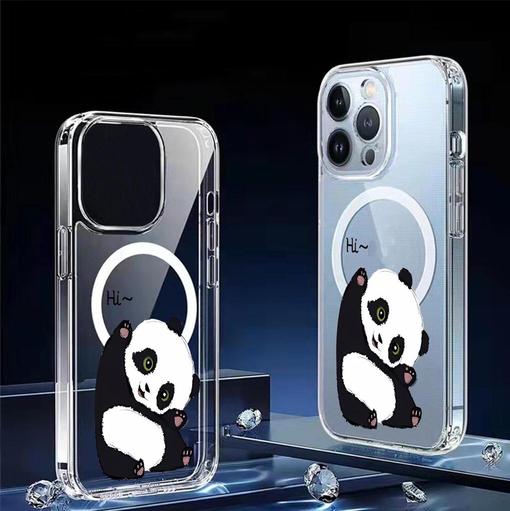 Hello Panda iPhone 14-17 Pro Max Magnetic Transparent Case