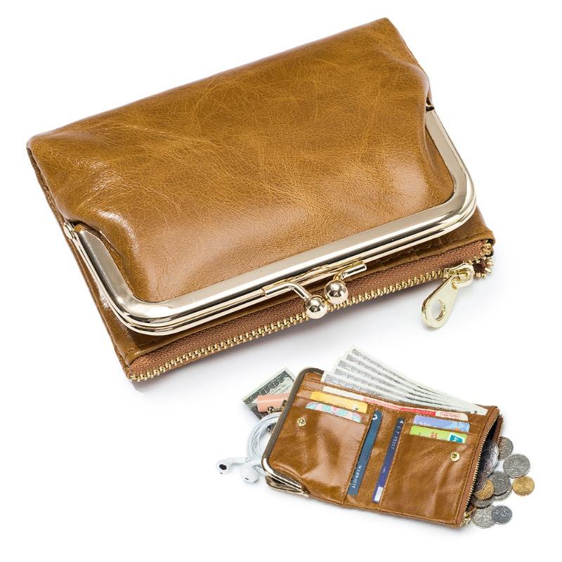 New leather retro clutch bag short wallet female European and American style multi-functional clip change bag simple storage bag