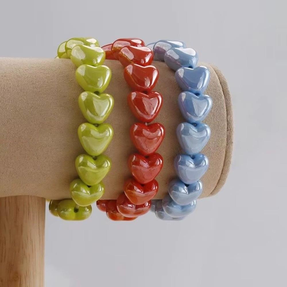 Heart Shape Design Heart Beaded Bracelets Colorful Beads Beaded Bangle Jewelry  Valentine Gift