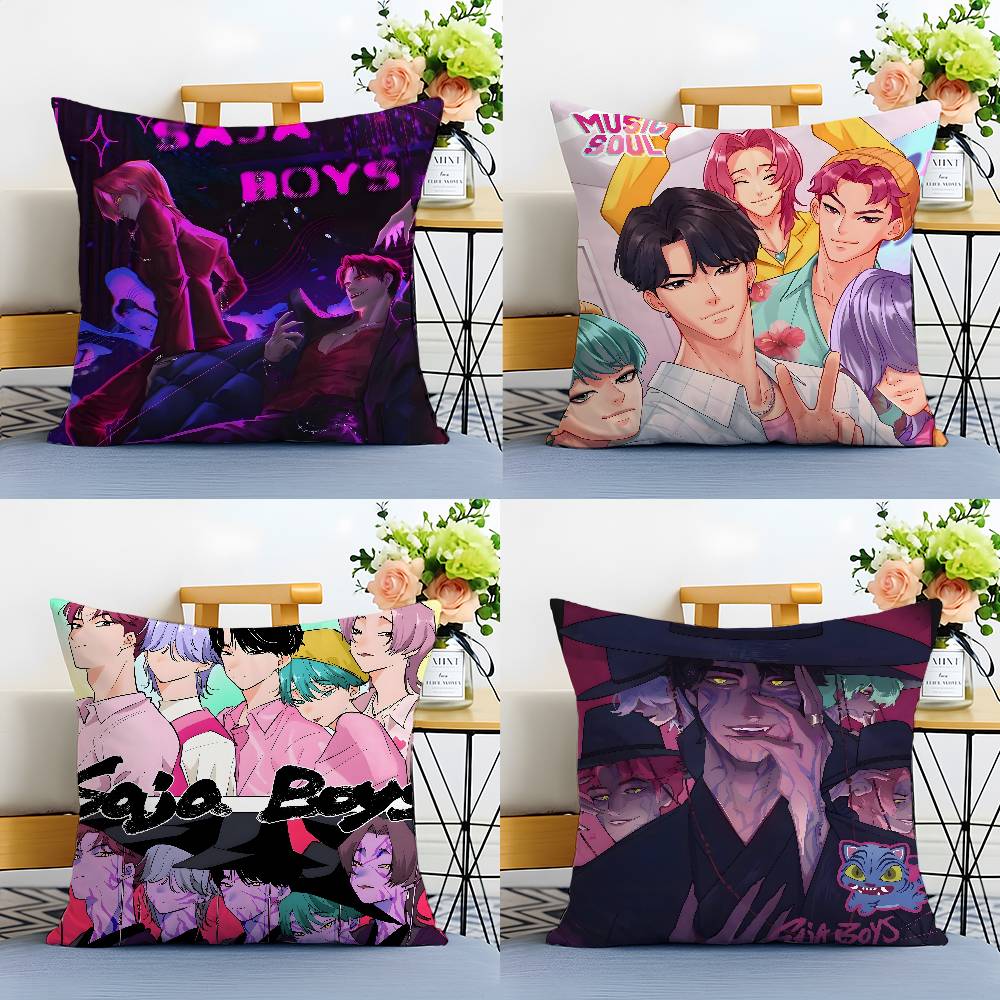 Saja Boys-S K-Pop Demon Hunters-H Anime Movie Pillow Case Anti-Dustmite Pillowcase Invisible Zipper Silky Short Plush Sofa