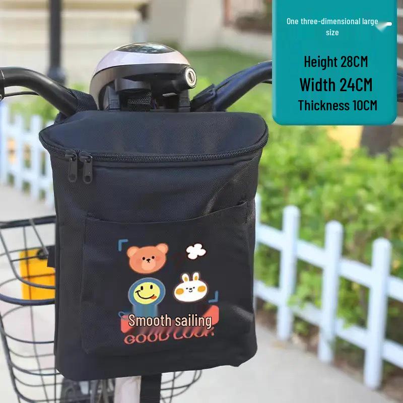 Large Capacity Electric Vehicle Handlebar Storage Bag with Front Zipper