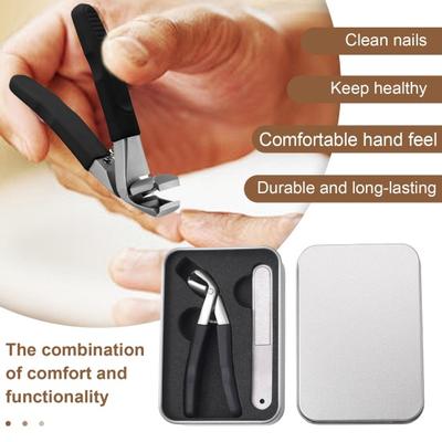 Senior Nail Clippers Set with Built-In Collection Box Wide Jaw Fingernail And Angled Head Toenail Clippers for Thick Nails Professional German