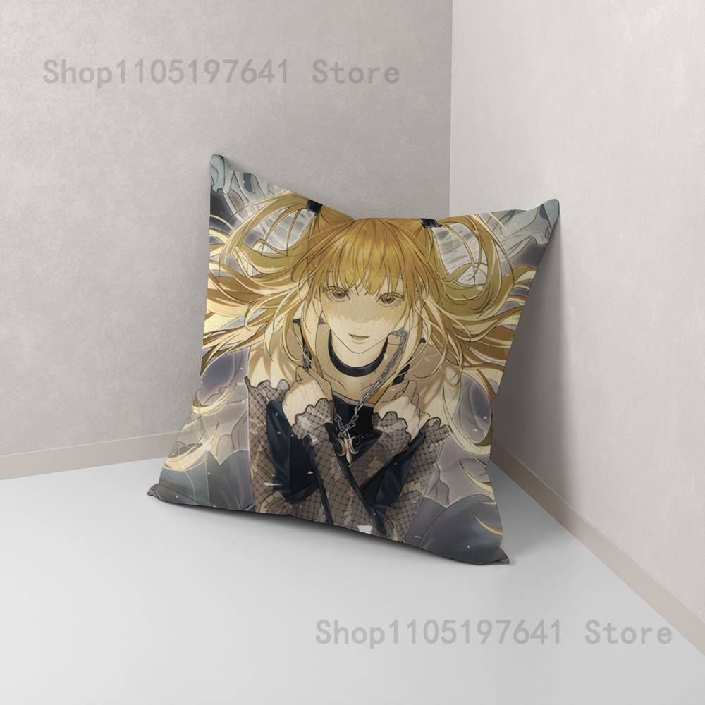 Misa D-Death N-Note Pillow Case For Sofa Decor Car Office Room Printing Cushion Cover Decorations and Protector
