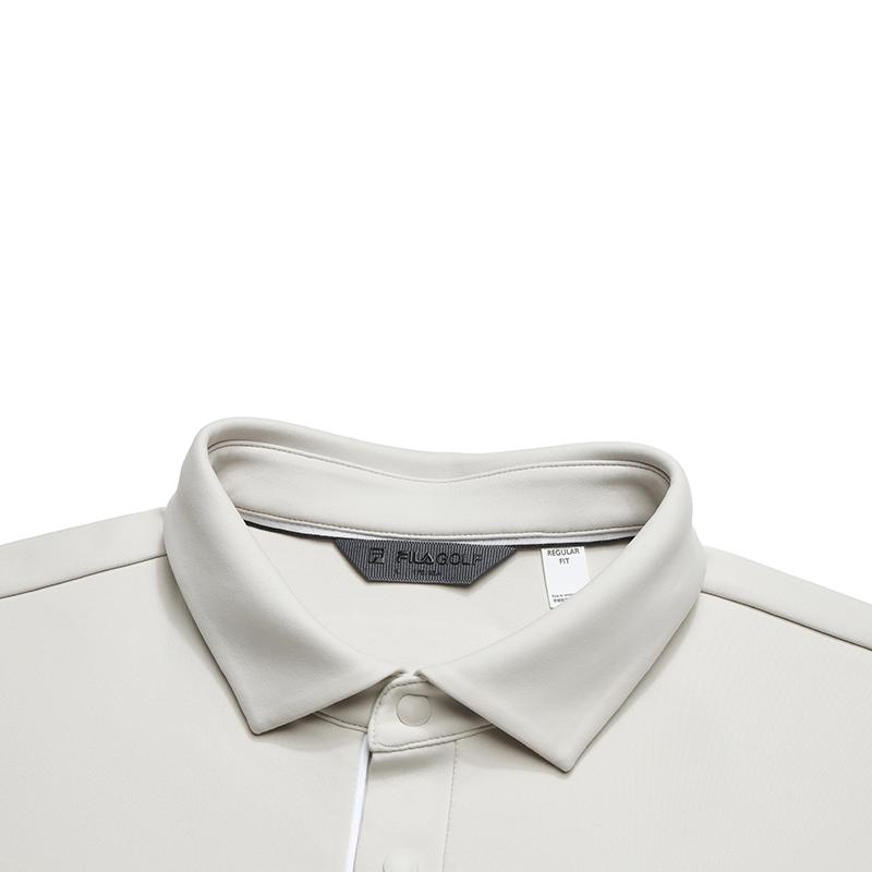 Fila Golf Series Simple Texture Casual Sports Golf Versatile Comfortable Knitted Long Sleeve Polo Shirt Men Tops Cloud-Gray A11M615210FGY