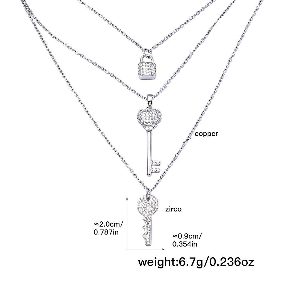 Korean Trendy Multi-layer Pendant Necklace with Letter, Cross, Lock, and Key Charms