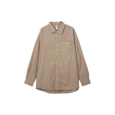 Originals Solid Color Button Down Long Sleeve Shirt Unisex Shirts Brown HU1231