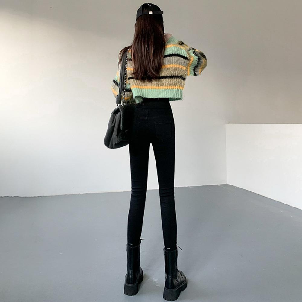 High Waist Tight Jeans Women's Pencil Spring and Autumn New Korean Version Slim and Thin Versatile Small Feet Trousers Ins Tide