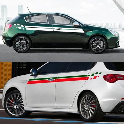 For Alfa Romeo Giulietta 2PCS Car Waist Line Stickers Sport Stripes Styling Vinyl Film Trim Decals Auto SUV Tuning Accessories