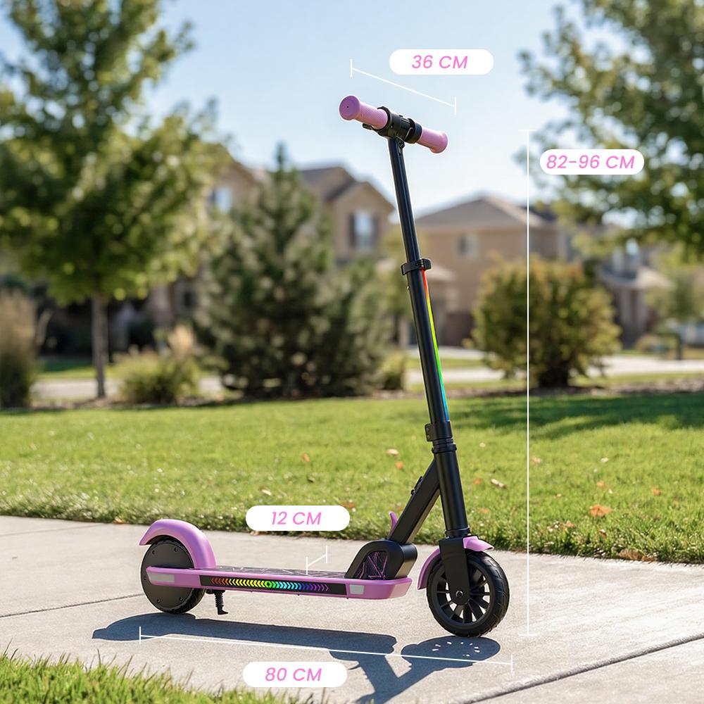 K4 Kinder Elektroroller 130W 2,6Ah 6'' Räder Bluetooth Lautsprecher Faltbar & Höhenverstellbar 3 Geschwindigkeiten 7-8KM Reichweite Elektroroller für Kinder