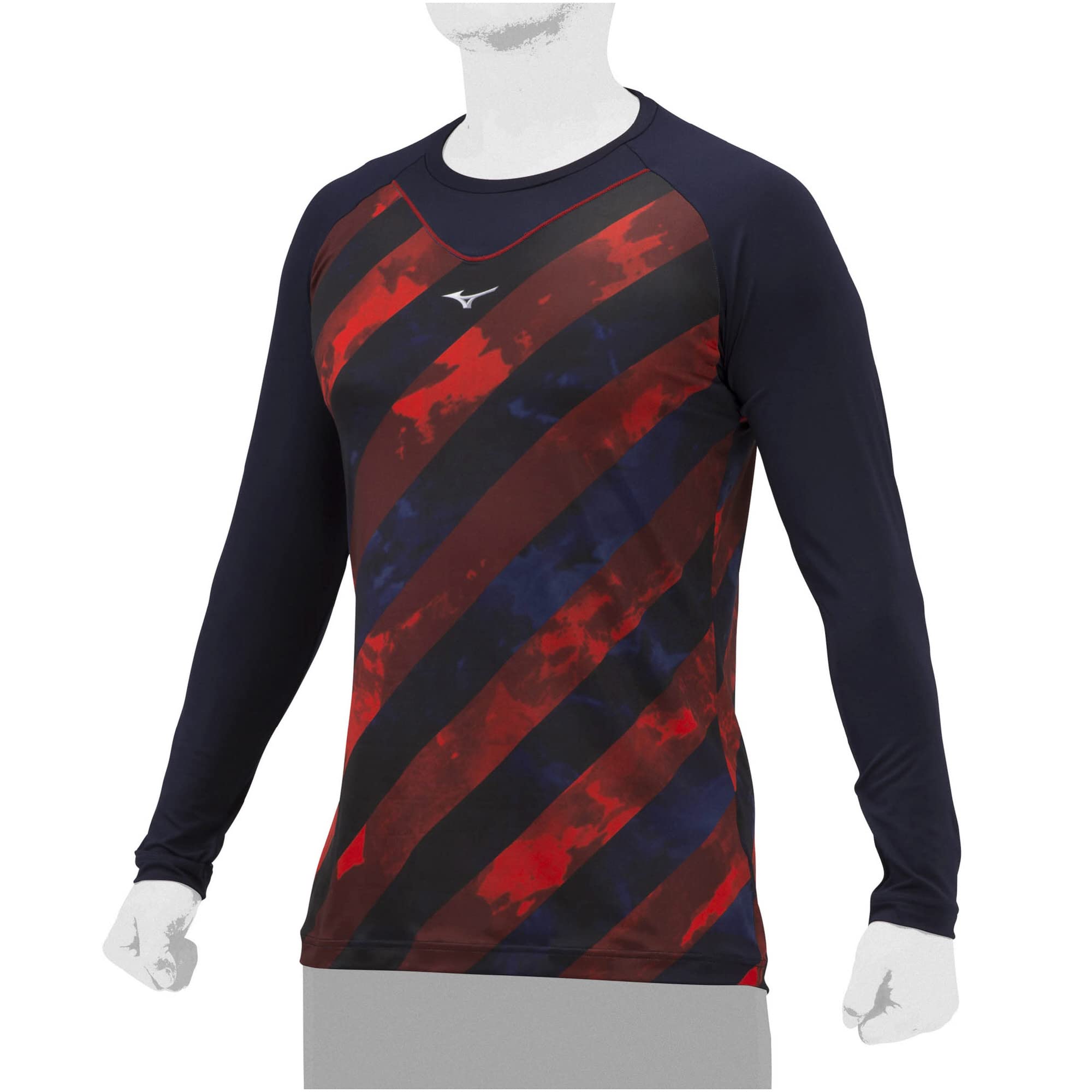 

MIZUNO Baseball Designer Undershirt 12JAAP85 Deep Navy x Chinese Red XO