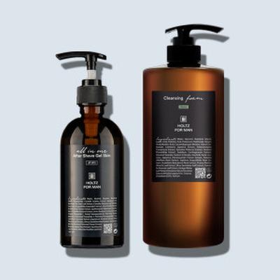 HOLTZ FOR MAN Herren Herren Aftershave Haut 300ml Schaum Reinigung 1000ml 2-teiliges Set Rasur Haut Gesichtswäsche Kosmetik
