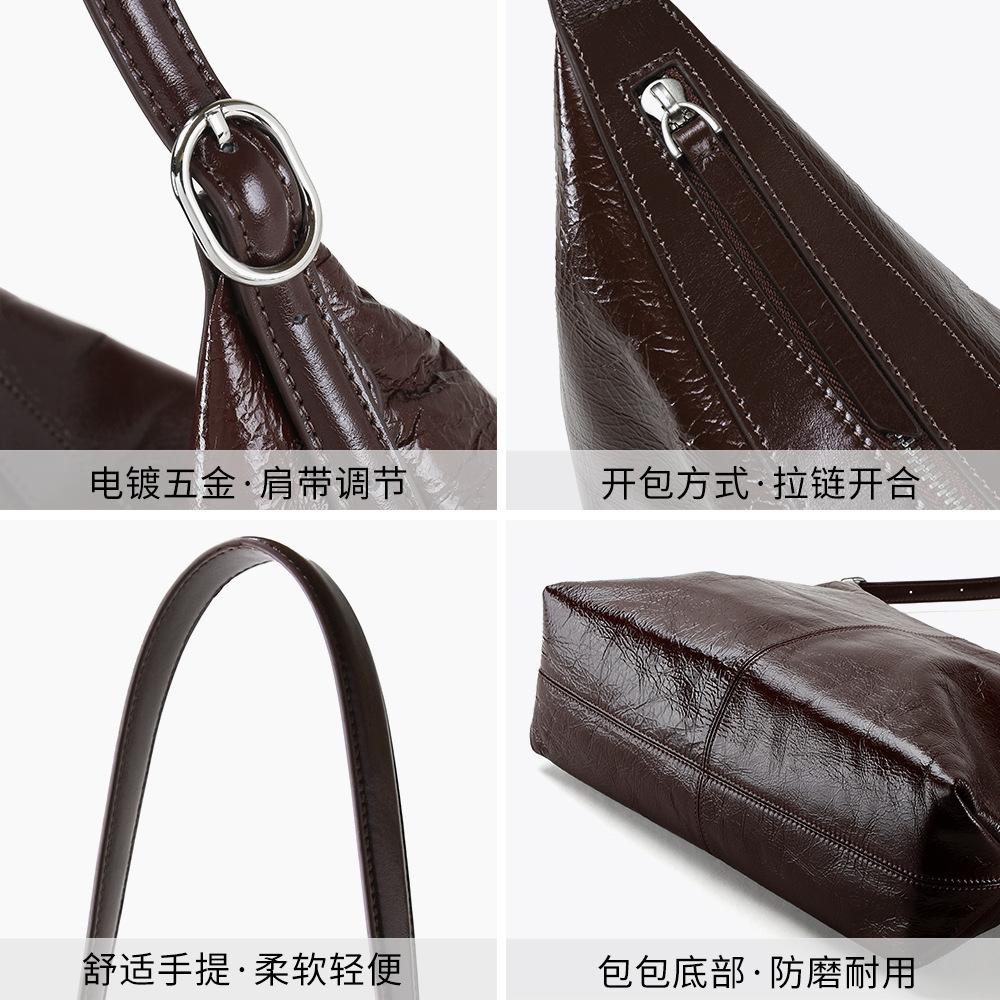 Come to the picture and sample hobo bag commuting high-end bag, support OEM embossing logo genuine leather women's bag