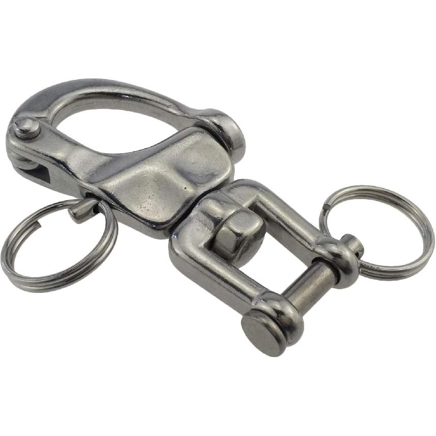 keehui Pair of 2-3/4inch Jaw Swivel Snap Shackle 316 Stainless Steel for Sailboat Spinnaker Halyard