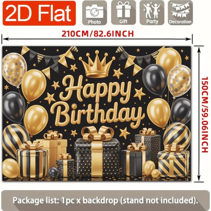 Birthday Party Backdrop Gold Black Polyester Banner Photo Booth Decoration 29