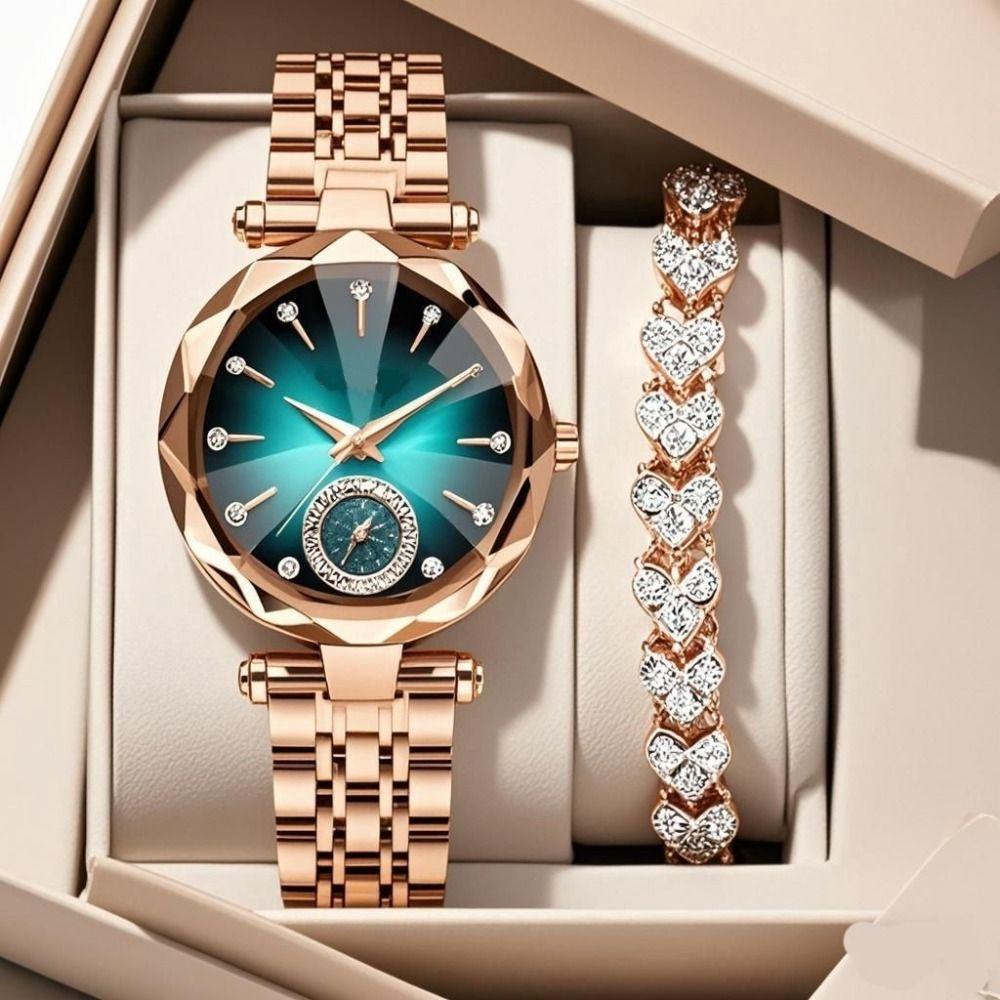 Exquisite Rhinestone Quartz Watches Luxury Rose Gold Watch Women's Wristwatch  Festival Gift
