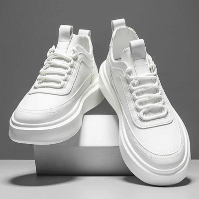 Herren-Sneakers Hochwertiges Leder Freizeitschuhe Plateauschuhe für Herren Vulkanisierter Schuh Weiße Tennisschuhe Zapatillas Hombre