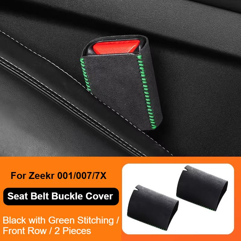 For ZEEKR 001 007 7X 2021-2025 Car Front Rear Row Seat Belt Plug Buckle Cover Suede Sheath Protective Cover Accessories