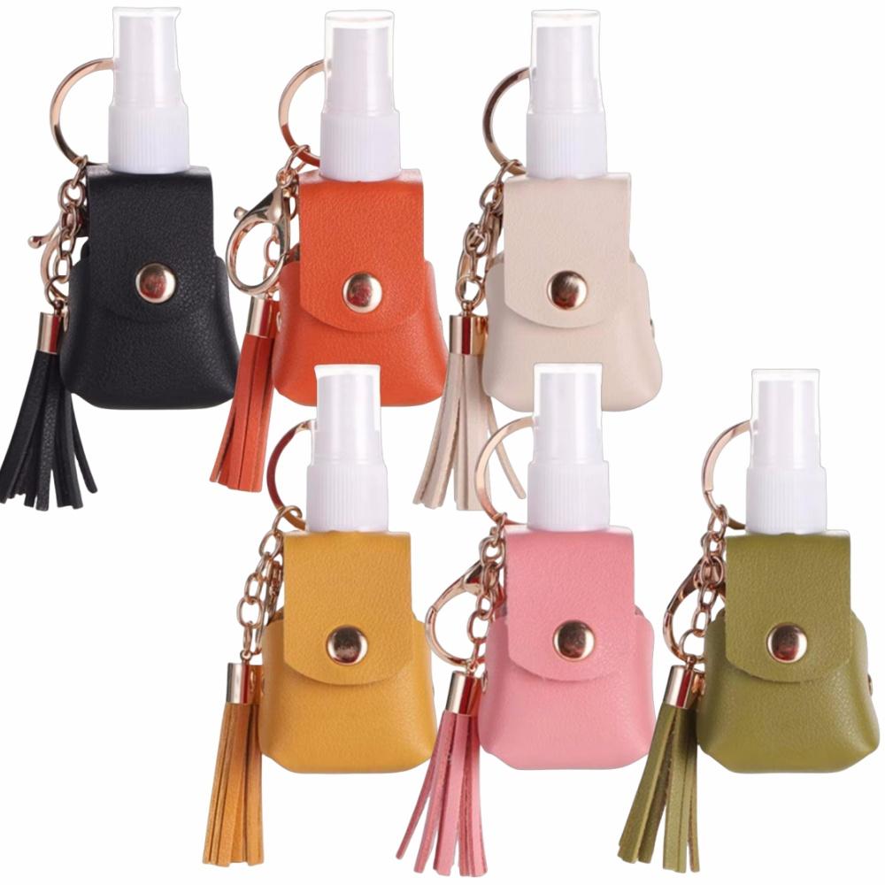 1/6 stuks 1oz Handdesinfectiemiddel Houder Sleutelhanger PU Draagbare Navulbare Fles met Haak voor Buiten Kamperen Reizen Zak Lotion Opslag
