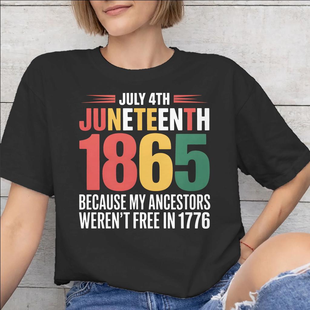 Juneteenth Black Women 1865 Rooted In Freedom Graphic T Shirt Men Women 100 Cotton Tee Shirt Clothes