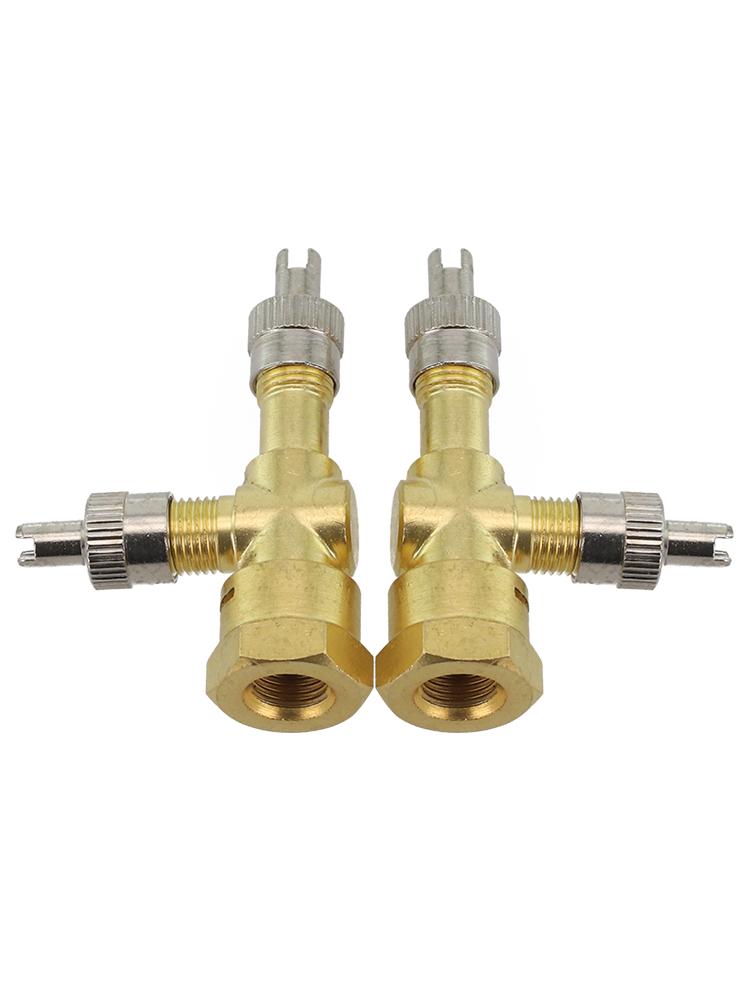 2pcs TPMS Valve Tee Adapter Integrated Three-way Valve, Bleed Valve Debugging Tool Set, Valve Metal Car Accessories
