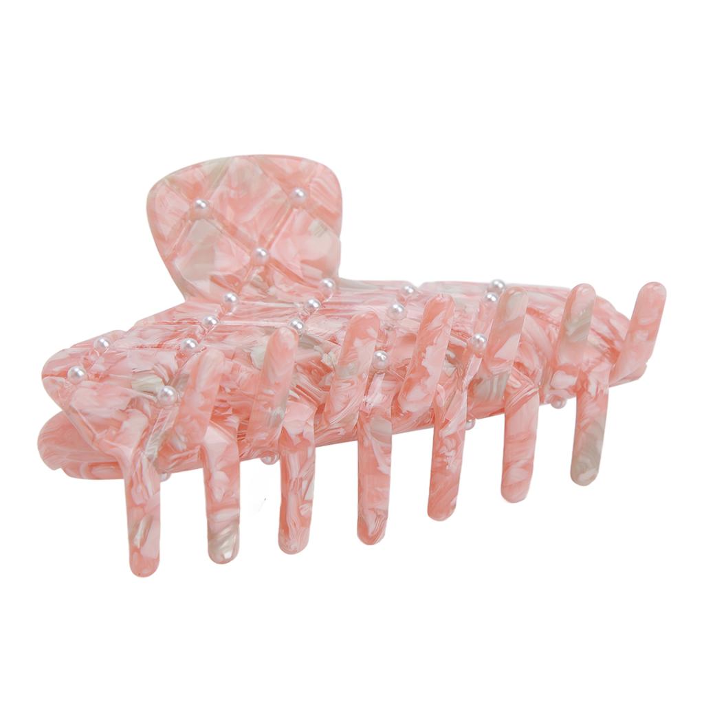 Hair Claw Clips Durable Fashionable Anti Slip Design Wonderful Gift with Pearls for Women Girls Orange