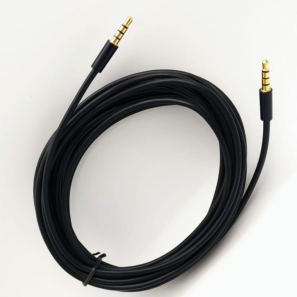 5m 3.5mm 4-section Male-to-Male Stereo Audio Cable for Phone, Sound Card, Microphone, and Live Recording.
