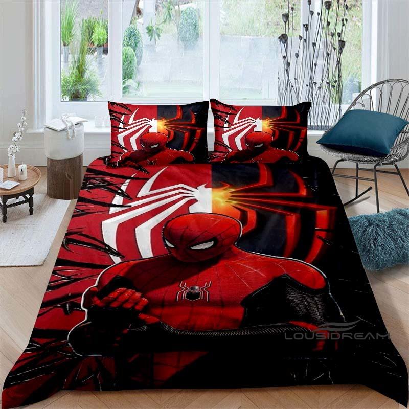 Spider-Man 3D printed duvet cover and pillowcase bedding set, available for single, double, king, and queen beds, suitable for