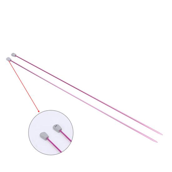2 Pcs Aluminum Single Point Knitting Needles Pins Straight DIY Weaving Tool