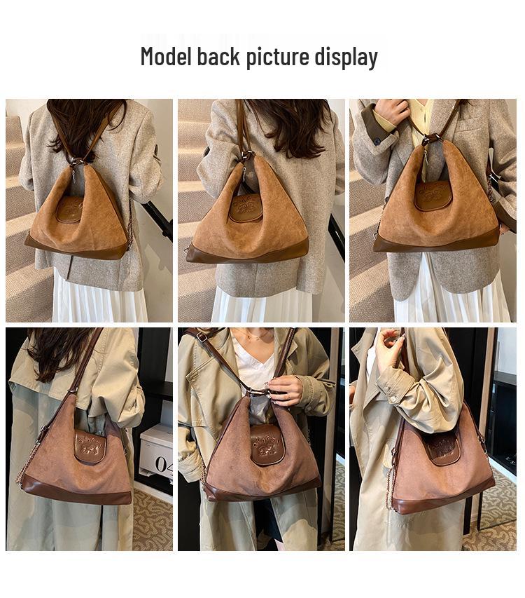 Vintage Suede Crossbody Tote – Versatile, Large-Capacity Shoulder Bag