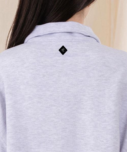 Ellamo French Terry Half-Zip Collared Oversized Sweatshirt [Melange]
