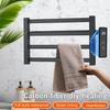Bathroom Electric Bath Towel Warmer Heating Towel Shelf Rack Household Thermostatic Towel Dryer Punch Free Heater Rail Black