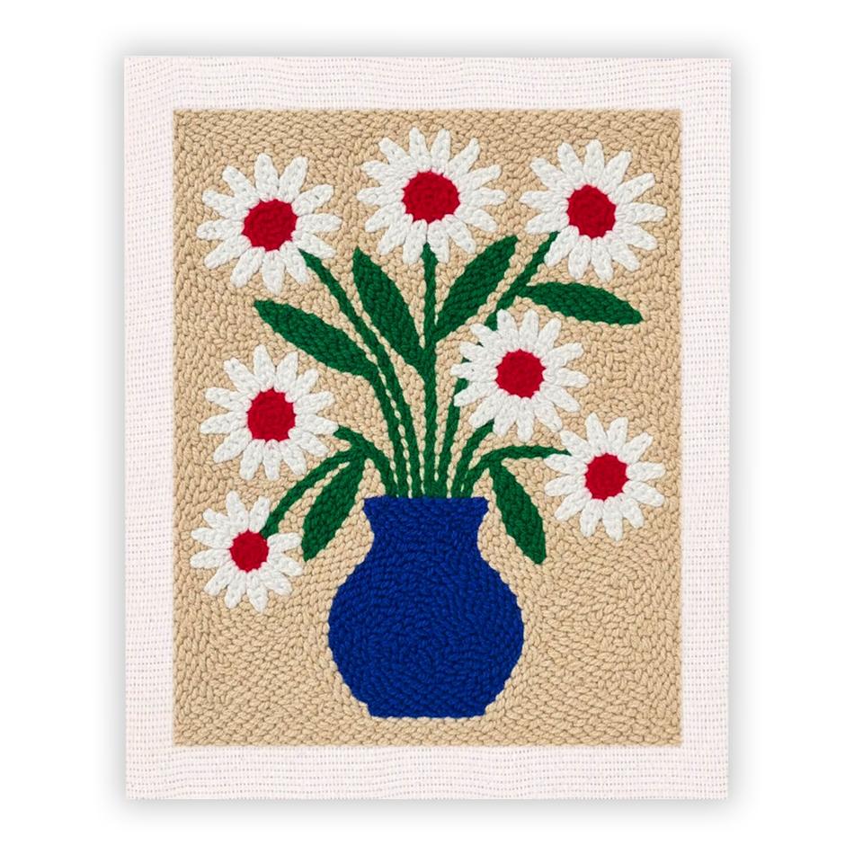 

Punch Needle Starter Kit for Adult Kids Mixed Flower Bouquet DIY Craft Punch Needle Embroidery Kit with Frame for Home Decor 25x30cm