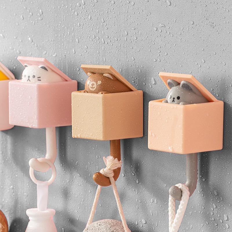 Cute Animal Adhesive Wall Hooks - Traceless, Strong, Nail-Free for Keys, Coats, Hats