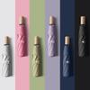 Small Fresh Solid Wood Handle Vinyl Parasol Folding High-end Weather and Rain Parasol Umbrella Custom Logo