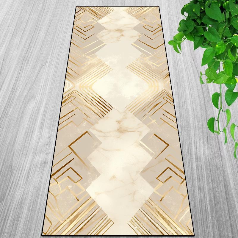 Europäischer Stil Luxus Gold Flur Teppich Mode Dekoration Heim Durchgangsteppiche Rutschfest Langer Teppichläufer Anpassbar