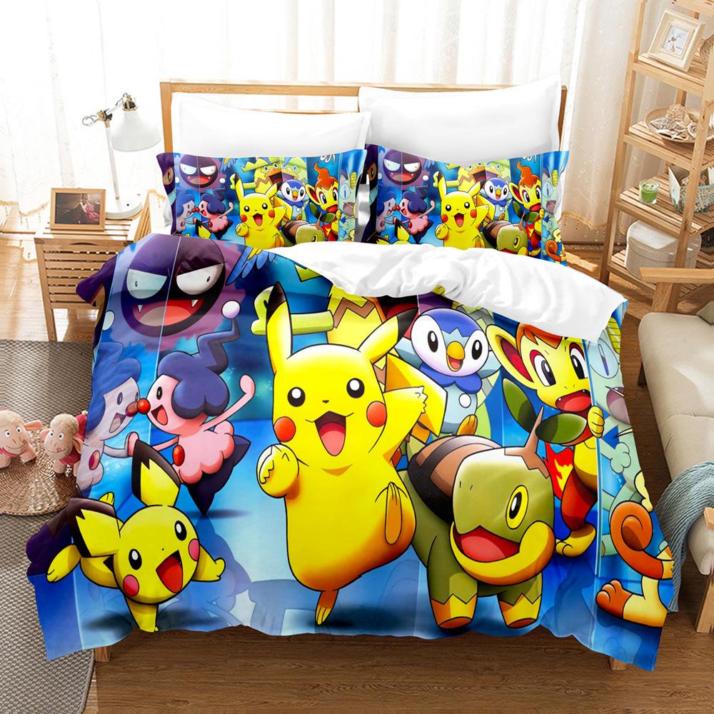 High Definition Animation Digital Baby 3D Digital Printing Three-Piece Quilt Cover Home Textile Bed Sheet Kit
