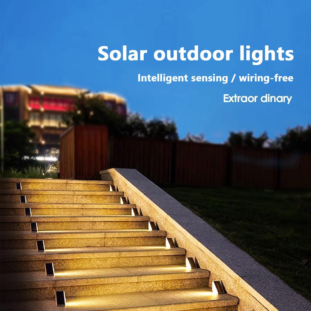 2 Pack Solar Step Lights, 800mAh Waterproof LED Stair Lights Deck Lighting Outdoor Decor for Stairs, Pathway, Walkway,